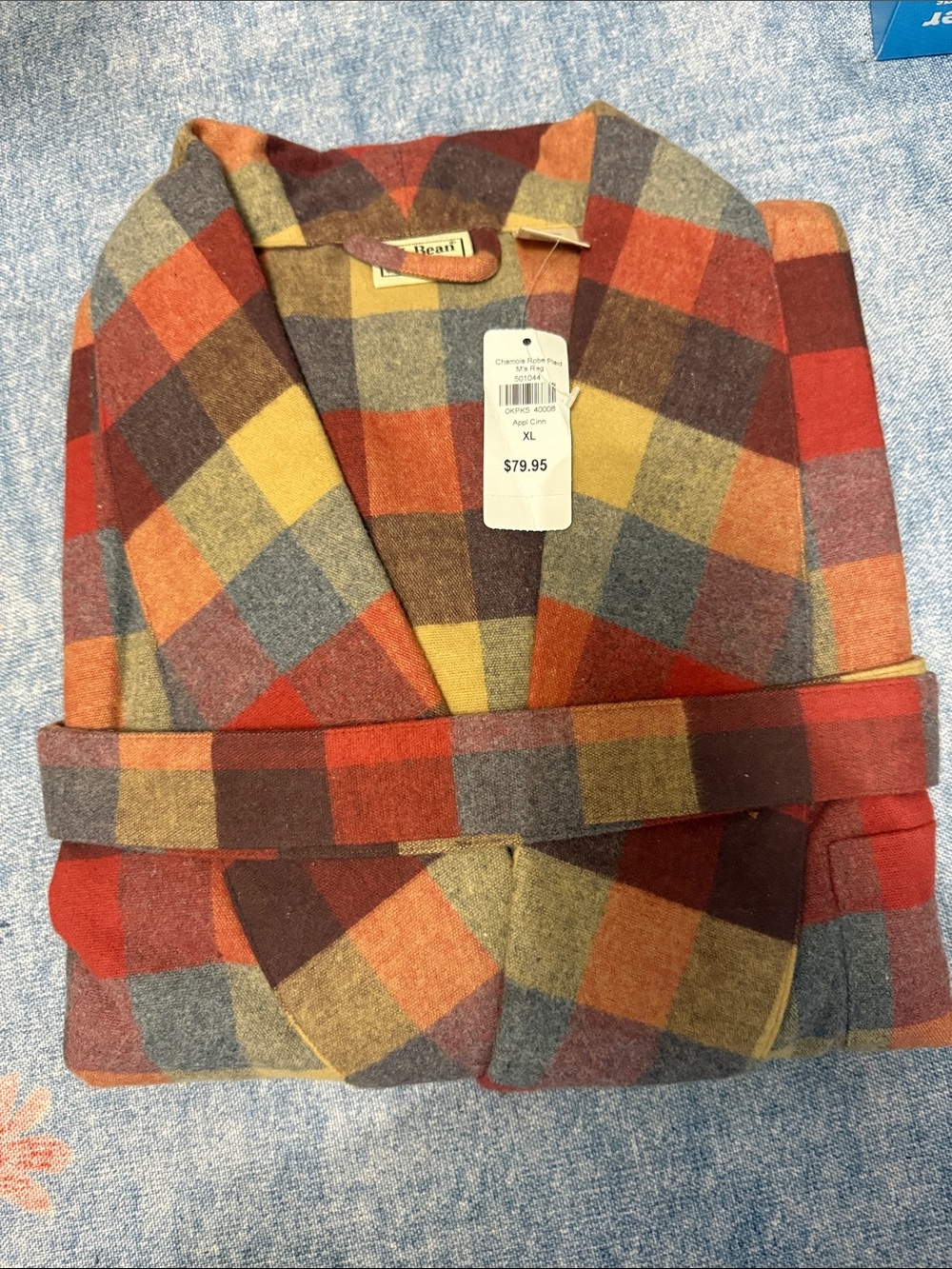 Men's Robe Multicolor Plaid Wool Blend Belted Coat - Red/Yellow/Gray